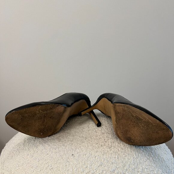 Kate Spade Black Leather Gold Slingback Pointed Toe Pumps – US 8 - Picture 7 of 7